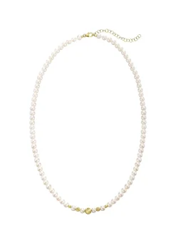 Halskette mit Süßwasser-Zuchtperlen und Goldkügelchen