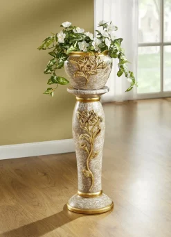 Handbemalte Säule mit Übertopf