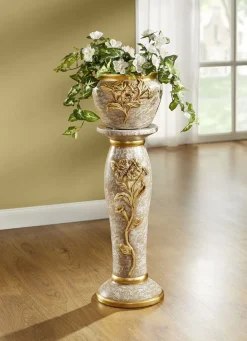 Handbemalte Säule mit Übertopf