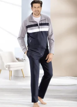 Hausanzug mit Streifen-Dessin