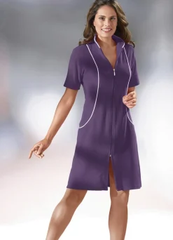 Hauskleid mit dekorativer Kontrastpaspelierung