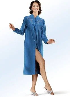 Hausmantel mit Stickerei- und Paillettenzier