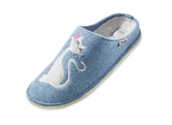 Hausschuh mit farblich abgestimmter Katzen-Applikation