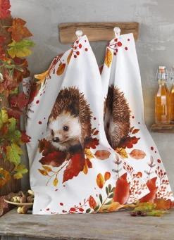 Herbstliche Geschirrtücher aus Baumwolle, 2er-Set