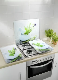 Herd-Abdeckplatten im 2er-Set aus Glas