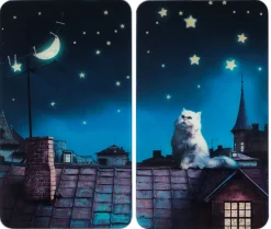 Herdabdeckplatten mit Motiv Moon Cat, 2er-Set