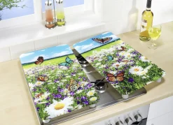 Herdabdeckplatten mit Sommerwiesen-Motiv