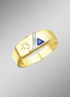 Herrenring mit Diamant und Safir