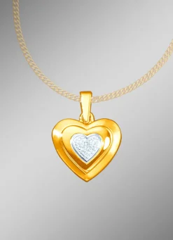 Herz Anhänger in Bicolor mit Diamant