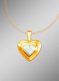 Herz Anhänger in Bicolor mit Diamant