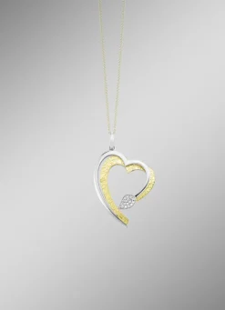 Herz-Anhänger in Bicolor mit synth. Zirkonia