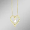 Herz-Anhänger mit Süßwasser-Zuchtperle und Ankerkette