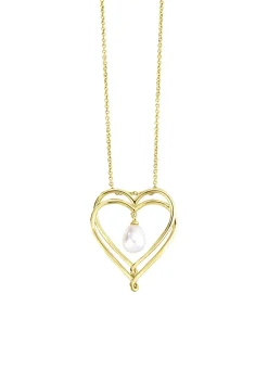 Herz-Anhänger mit Süßwasser-Zuchtperle und Ankerkette