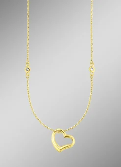 Herz-Anhänger mit synth. Zirkonia und Ankerkette