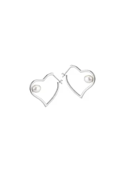 Herz-Creolen mit Süßwasser-Zuchtperlen