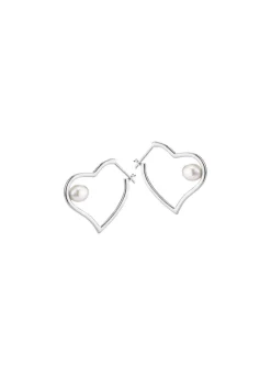 Herz-Creolen mit Süßwasser-Zuchtperlen