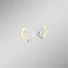 Herz-Ohrstecker in Bicolor mit synth. Zirkonia