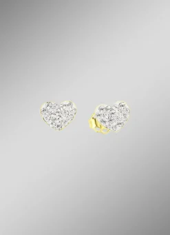 Herz-Ohrstecker mit Kristallen