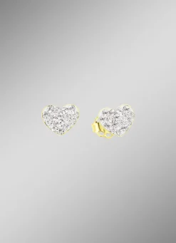 Herz-Ohrstecker mit Kristallen