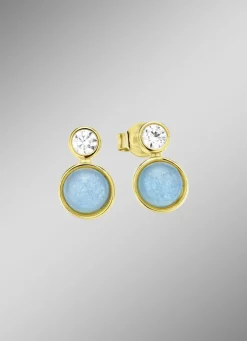 Himmlische Eleganz: Ohrstecker mit echten blauen Chalcedonen