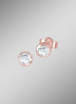 Hochglänzende Ohrstecker in Roségold mit Brillanten