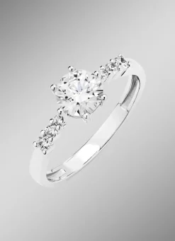 Hochglänzender Damenring mit synth. Zirkonia