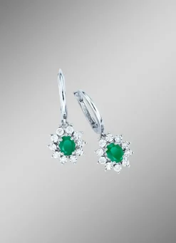 Hochwertige Ohrringe mit echt Smaragd und Diamanten