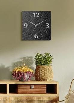 Hochwertige Wanduhr in Schiefer-Optik