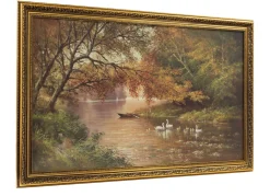 Hochwertiges Leinwand Bild mit verziertem Antik-Goldrahmen