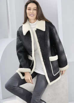 Jacke aus Veloursleder-Imitat