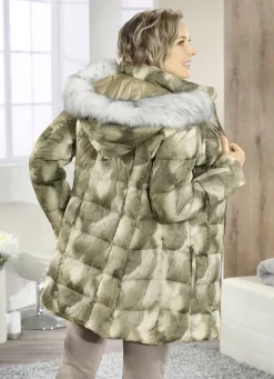 Jacke mit Dessin in Kunstpelz-Optik