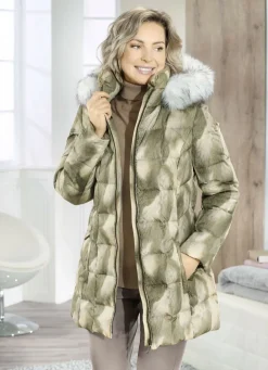 Jacke mit Dessin in Kunstpelz-Optik