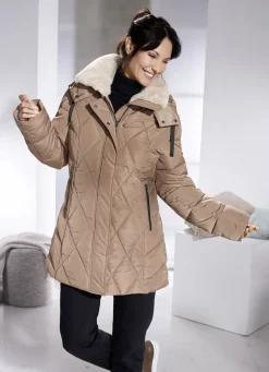 Jacke mit Kunstpelz-Besatz am Kragen