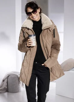 Jacke mit Kunstpelz-Besatz am Kragen