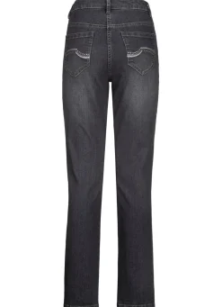 Jeans mit schönen Stickereien und funkelnden Strassteinen