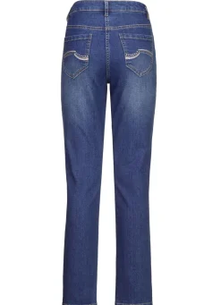 Jeans mit schönen Stickereien und funkelnden Strassteinen