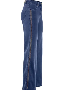 Jeans mit Ziersteppungen im Ethno-Stil