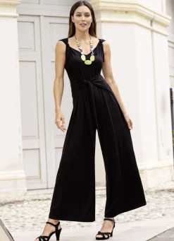 Jumpsuit mit angenähtem Hüftbindegürtel in 3 Farben