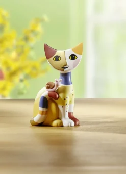 Katze mit Schnecke aus hochwertigem Porzellan