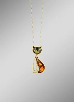 Katzen-Anhänger mit Bernstein