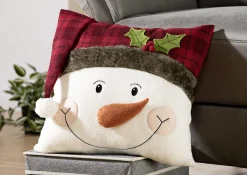 Kissenbezug mit Schneemannapplikation