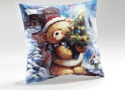 Kissenbezug "Teddybär mit Tannenbaum"