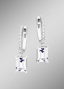 Klappcreolen aus Silber 925/- fein mit synth. Zirkonia