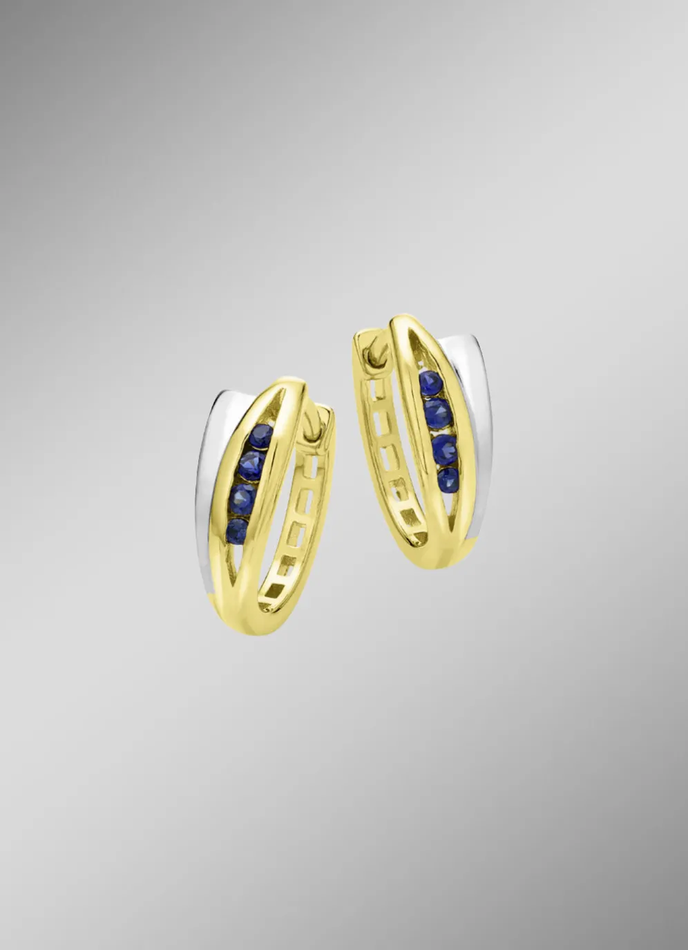 Klappcreolen in Bicolor mit synth. Safir