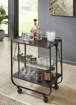 Klapp-Servierwagen mit Metallumrandung