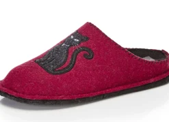 Klassiche Damen-Hausschuhe, Weite H, mit niedlicher Katzen-Applikation