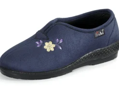 Klassische Damen-Hausschuhe, Weite H, mit Stickereizier