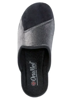 Klassische Damen-Hausschuhe, Weite H, im Textil-Materialmix