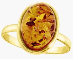 Klassischer Damenring mit echt Bernstein