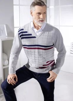 Klassischer Pullover mit V-Ausschnitt in 3 Farben